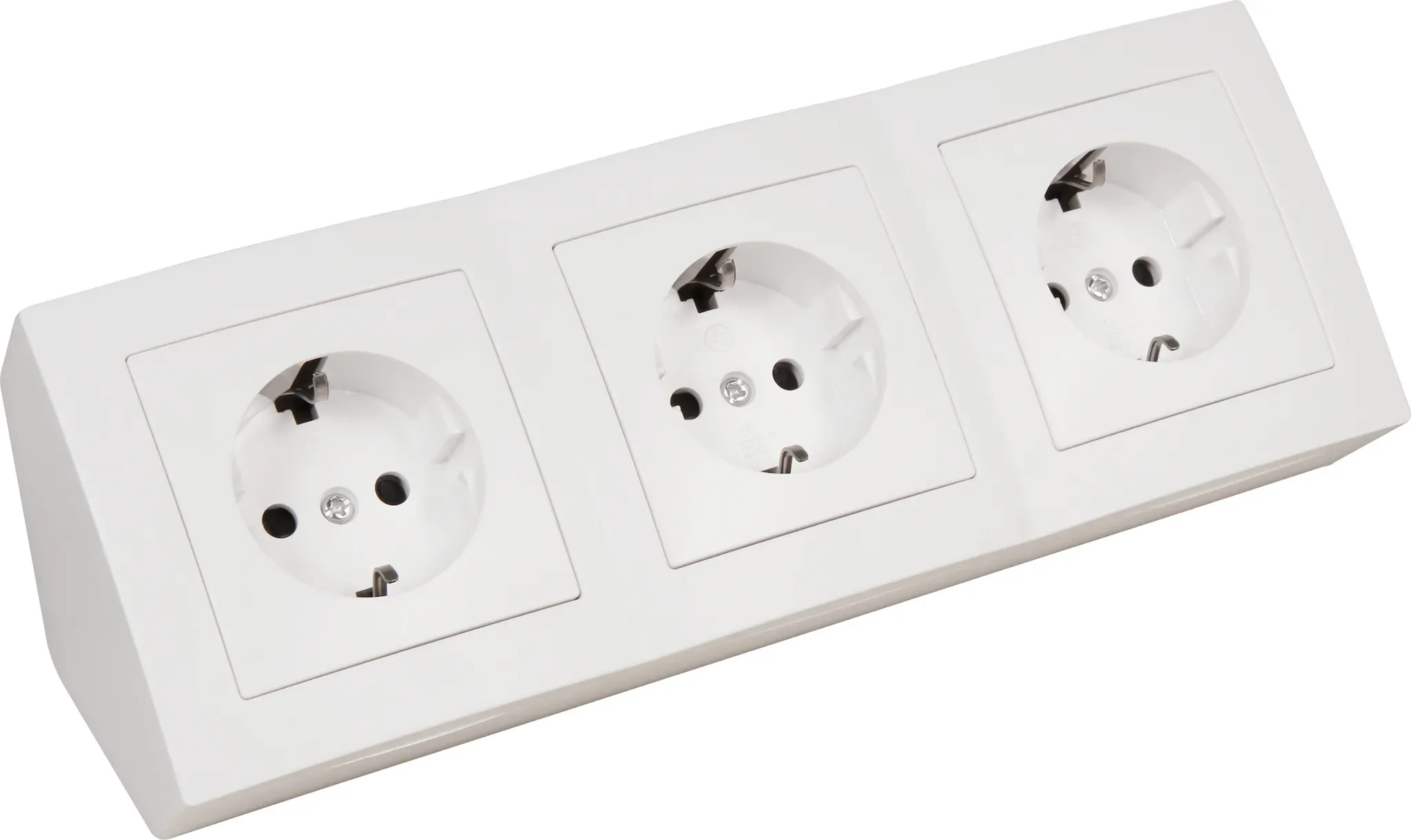 Steckdosenblock „Flair“ – 3-fach Schutzkontakt, Aufbau, Weiß matt