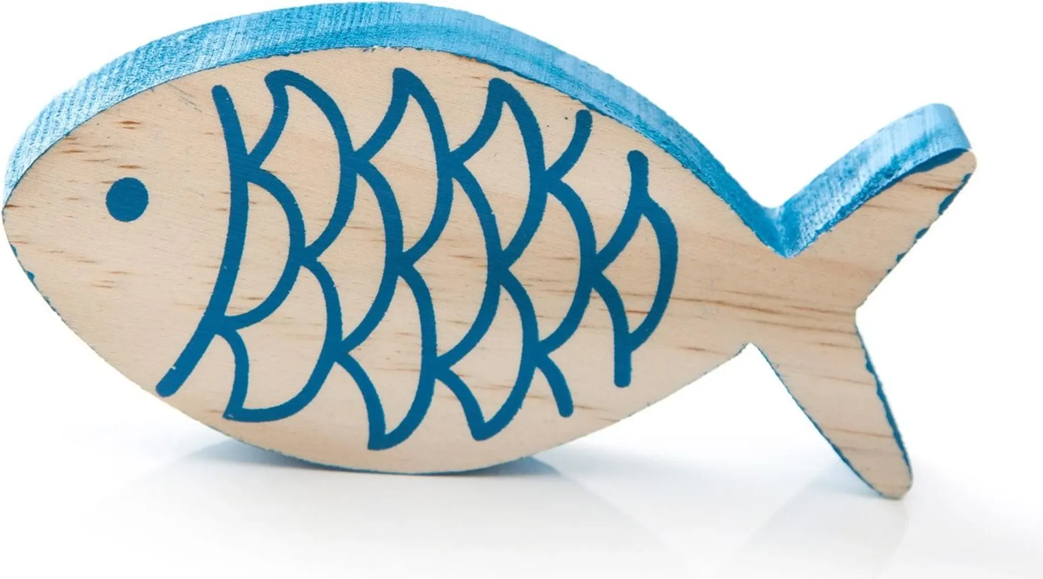 Deko-Fisch aus Holz – Maritime Tischdeko, Natur & Blau