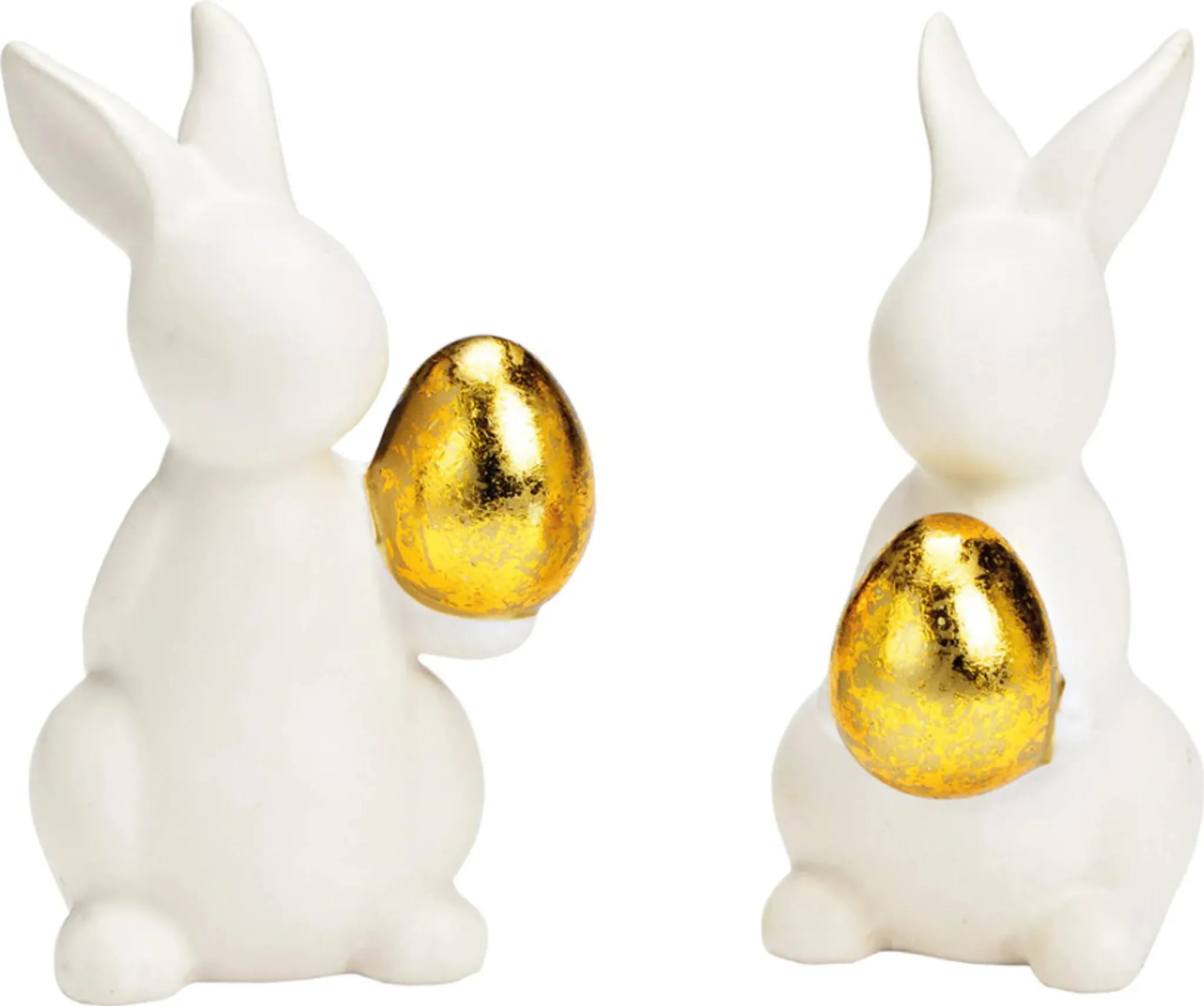 Keramik-Häschen „Goldkeeper“ – Weiß, 11 cm