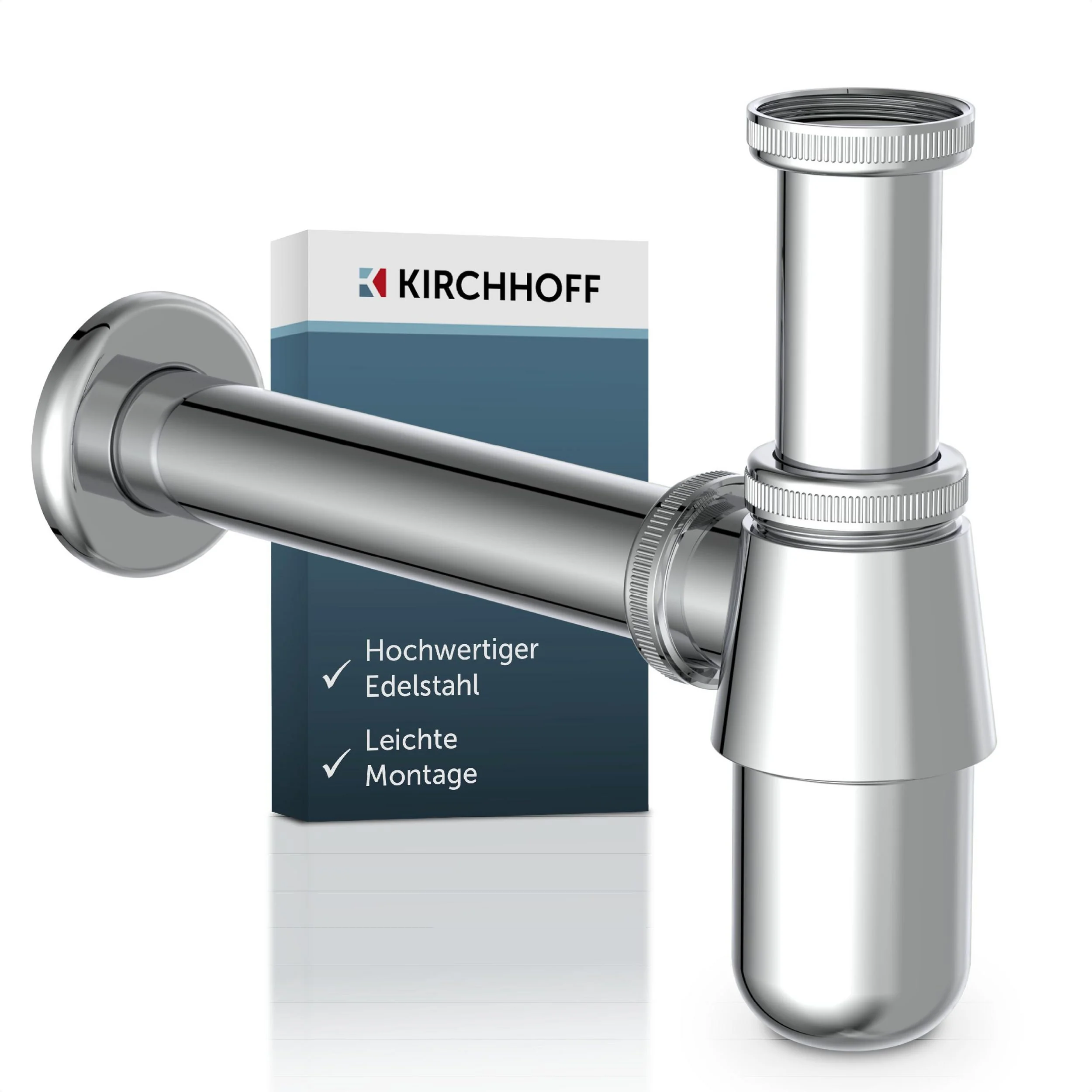 Kirchhoff Flaschensiphon Chrom 1 1/4 Zoll x 32 mm für Waschbecken