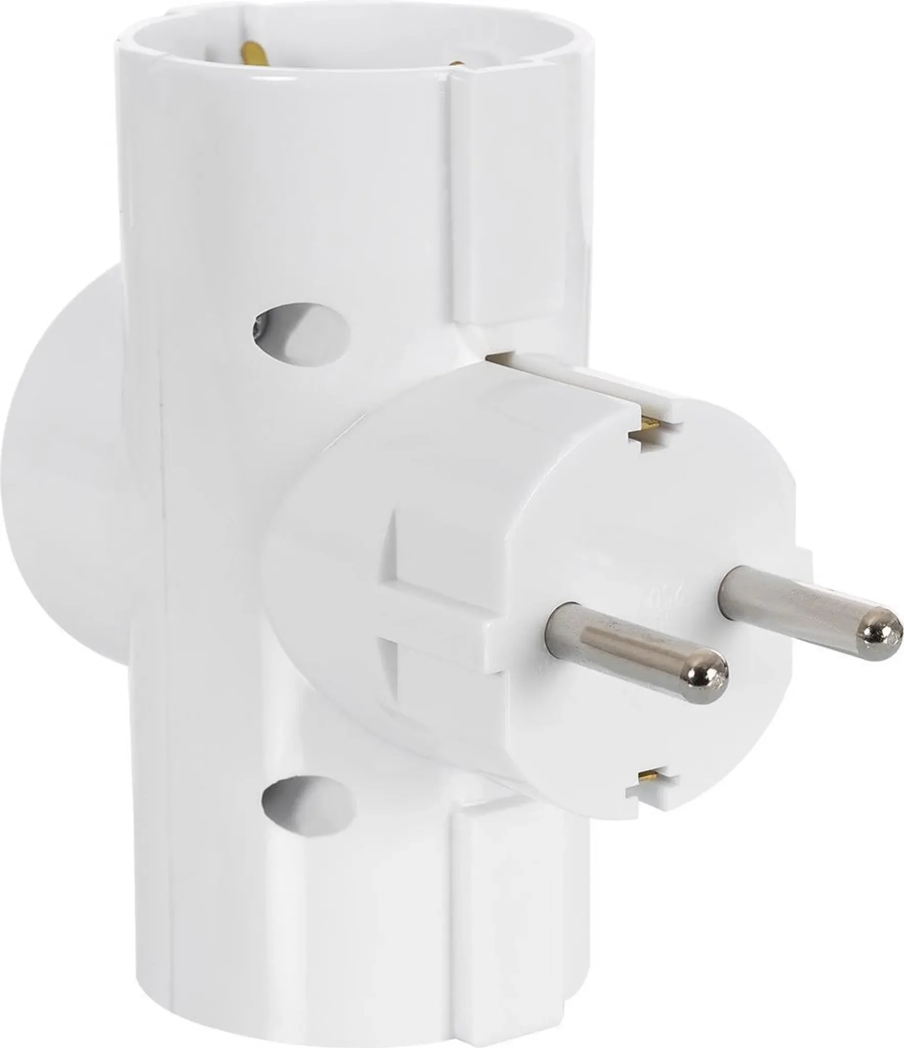 Mehrfachsockel 3-fach Schuko (Typ F) – Kreuzform, Weiß