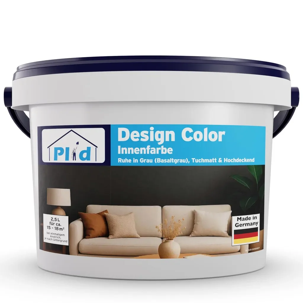 PLID Designcolor Wandfarbe Ruhe in Grau matt 2,5 L hohe Deckkraft