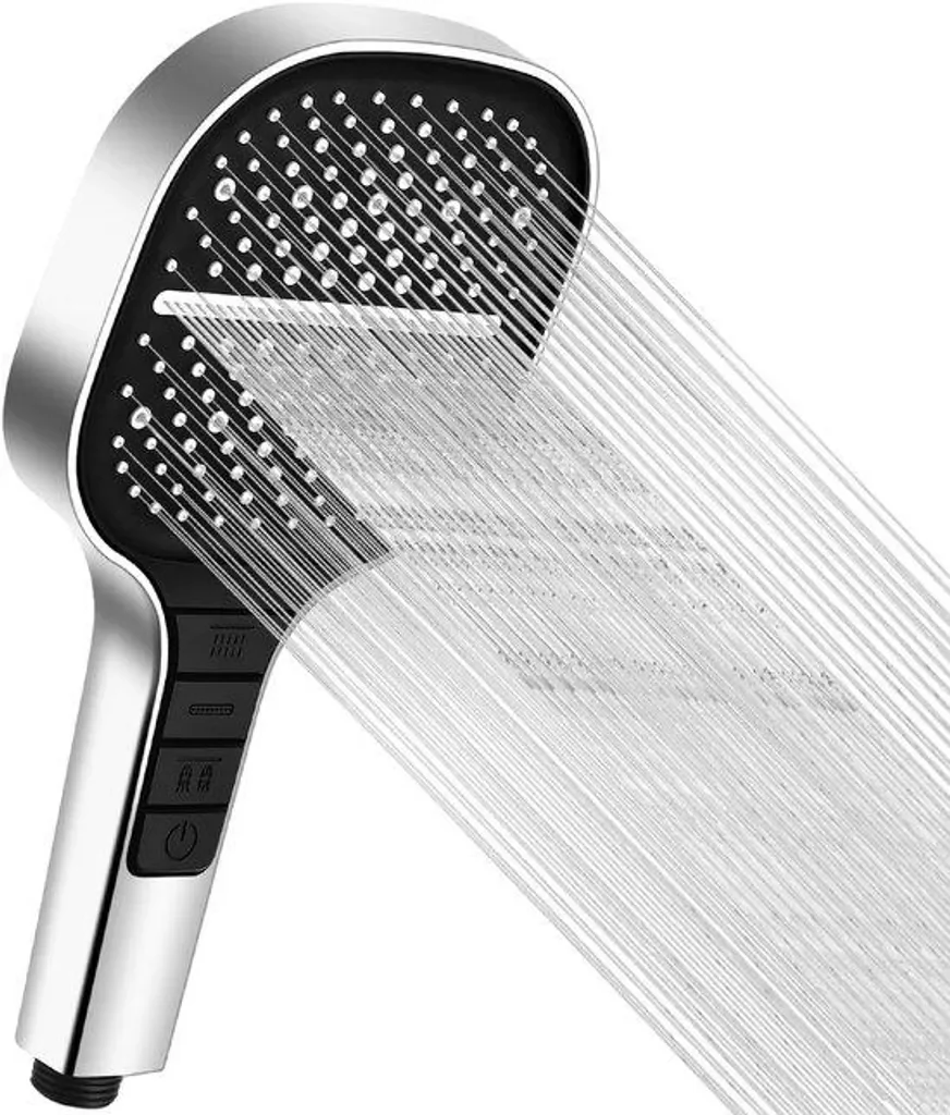 Famanu Handbrause wassersparend, 7 Strahlarten, druckerhöhend, Chrom