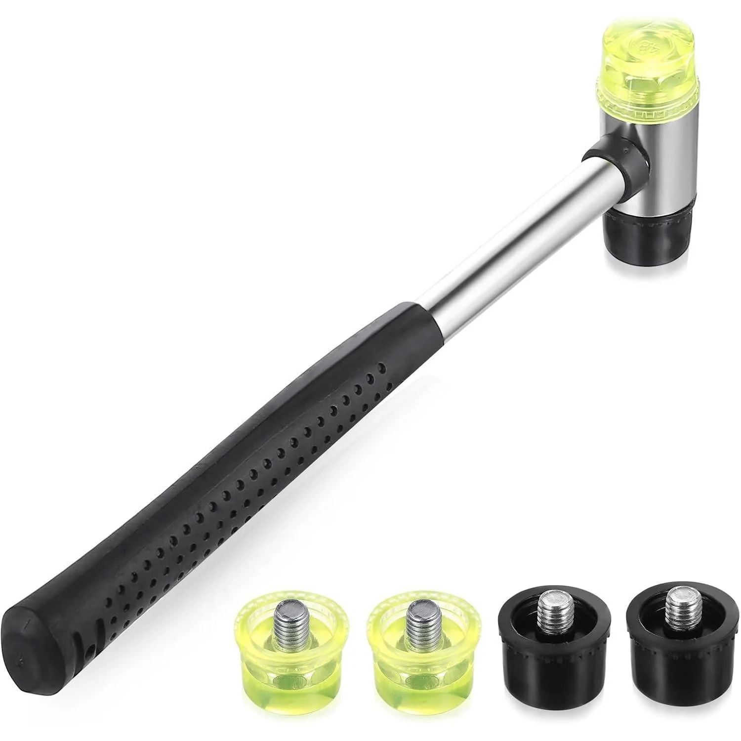 LUXUSKOLLEKTION Gummihammer 25 mm Doppelkopf mit 4 Ersatzköpfen