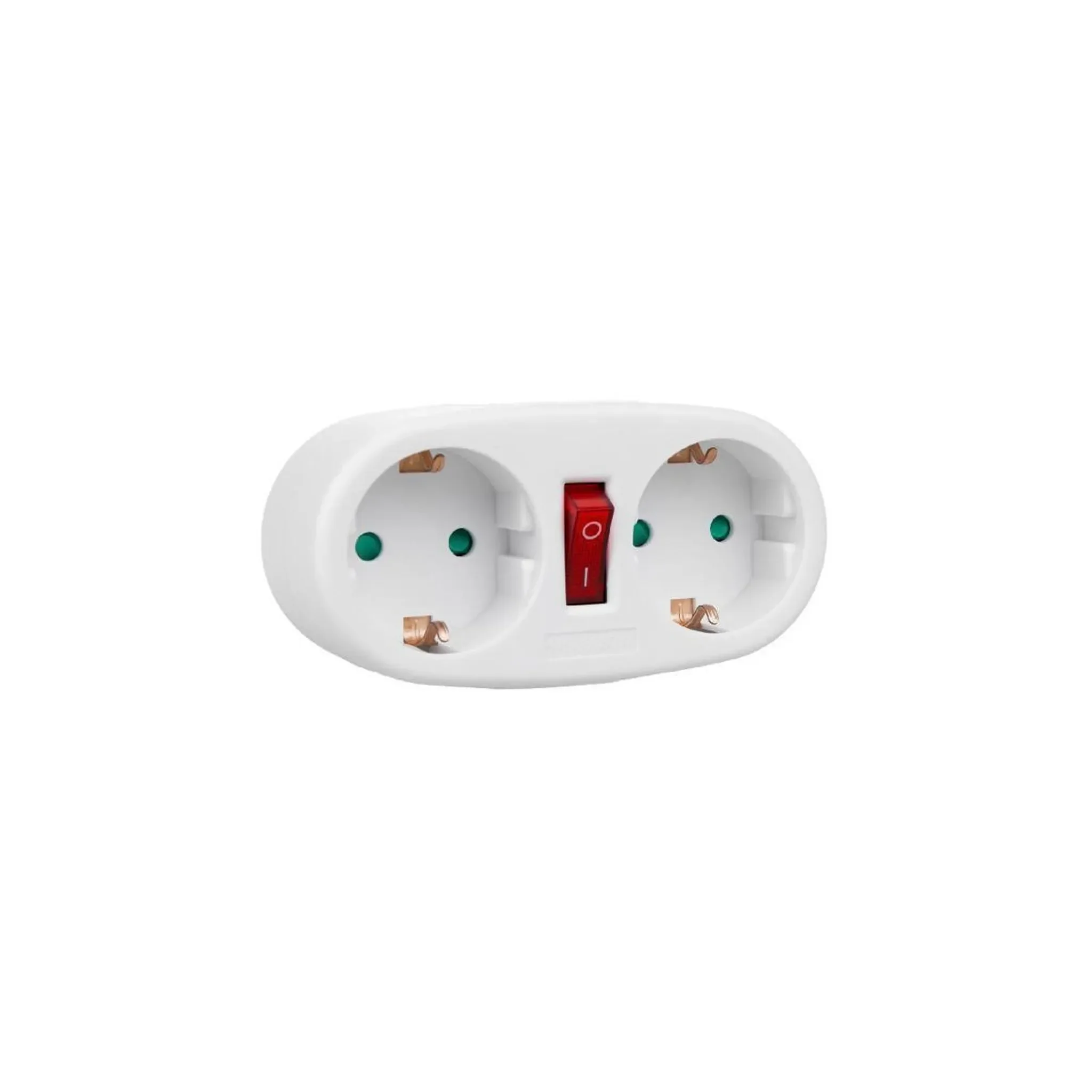 Steckdosenverteiler 2-fach Schuko (Typ F) mit Schutzschalter – Weiß