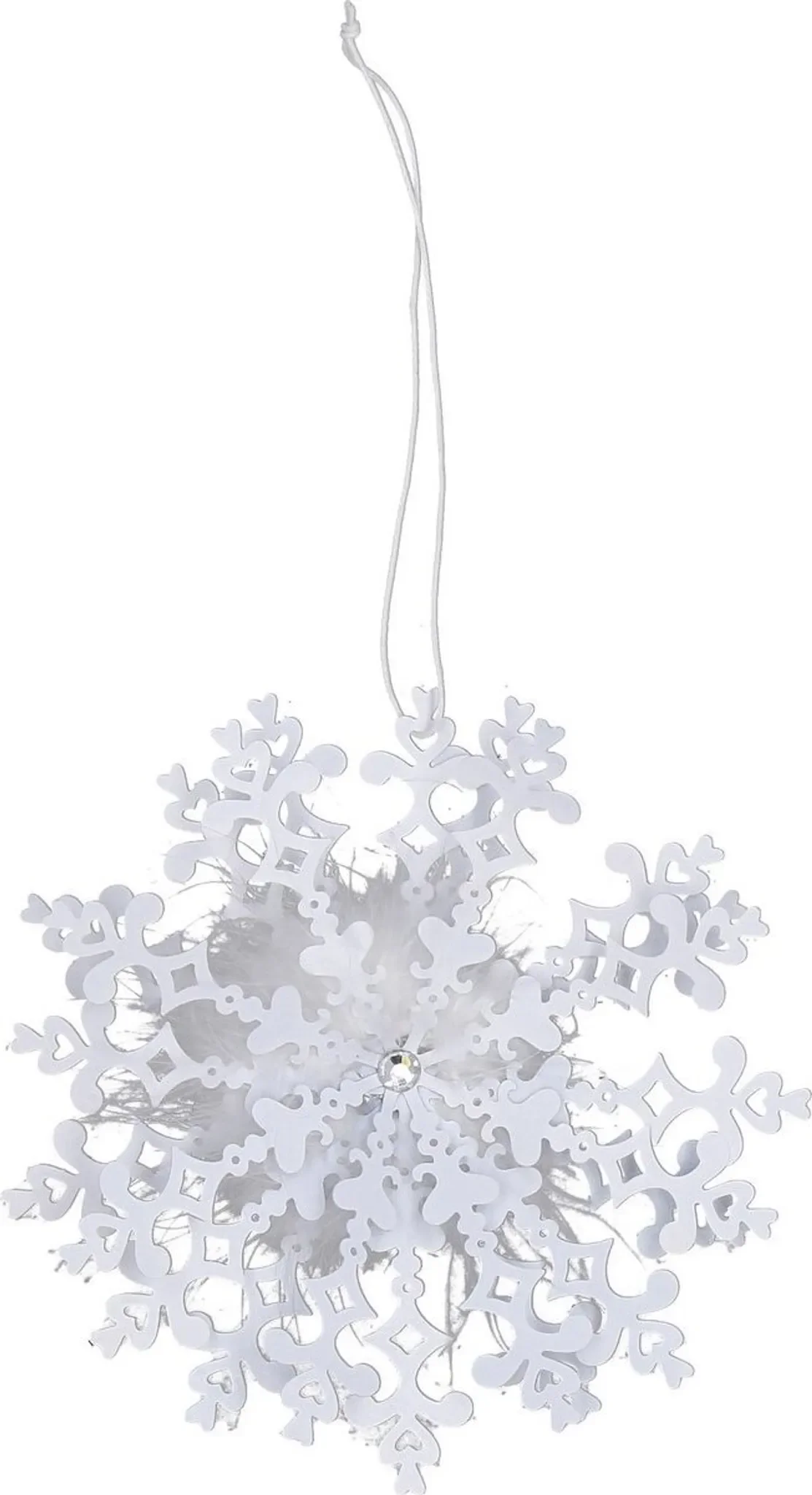 Deko-Metall Schneeflocke „Fay“ zum Hängen – Weiß, Ø 14 cm