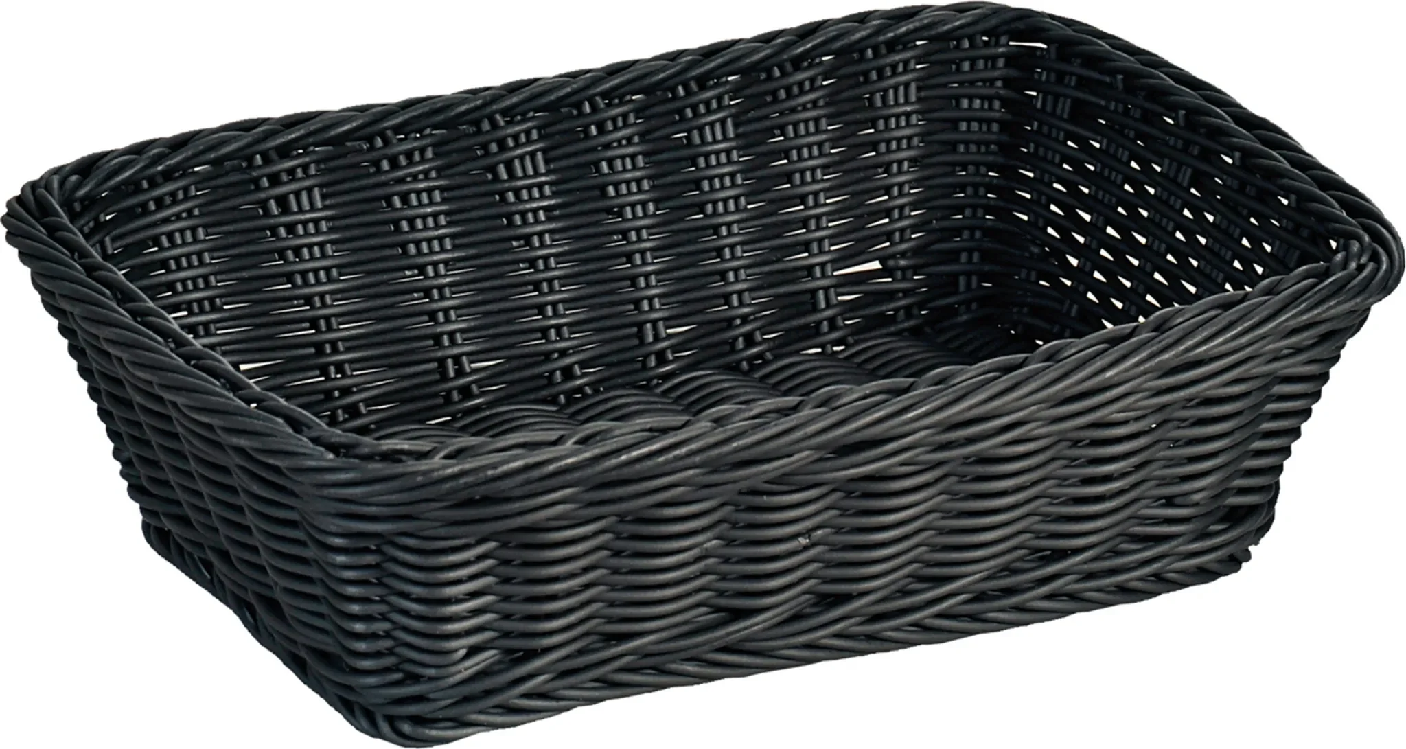 Brot- & Obstkorb aus Kunststoffgeflecht – 30 × 20 × 8,5 cm, Schwarz