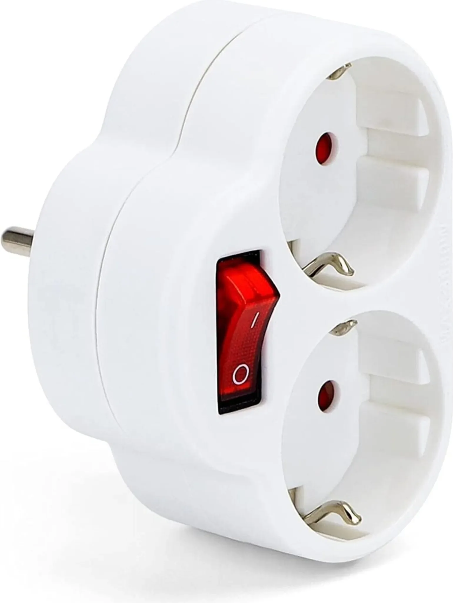 Steckdosenadapter 2-fach – mit Schalter, Weiß