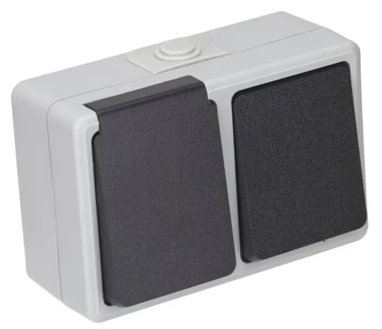 TAFF Aufputz Feuchtraum Steckdose Schalter Kombi horizontal IP44