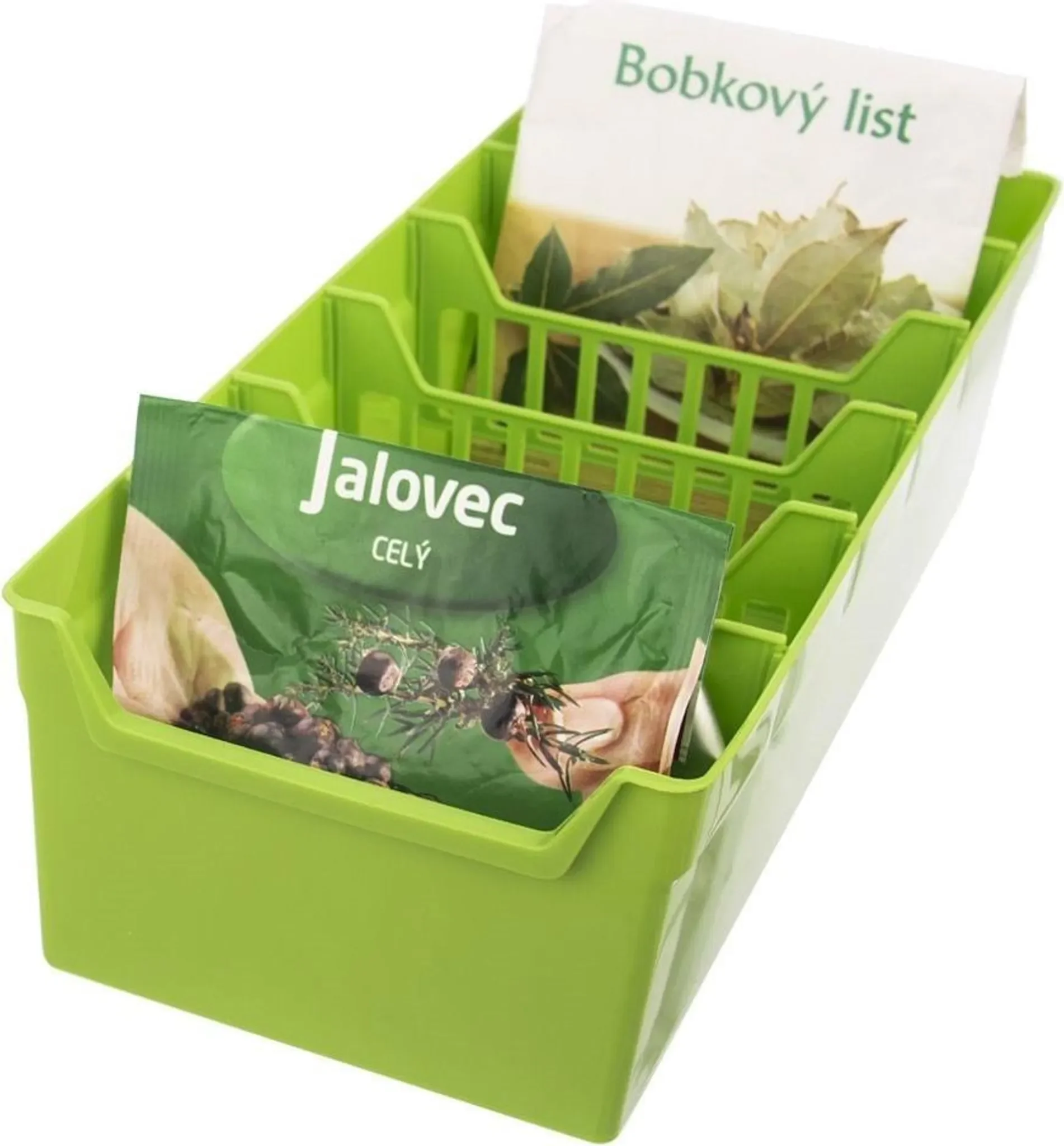 Gewürzbox mit herausnehmbaren Fächern – grün, 30 cm