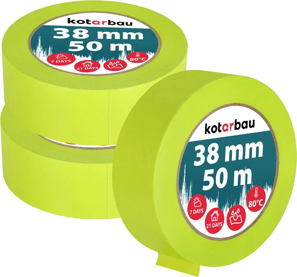 KOTARBAU 3er Set Neon Malerkrepp Abklebeband 50 m x 38 mm grün